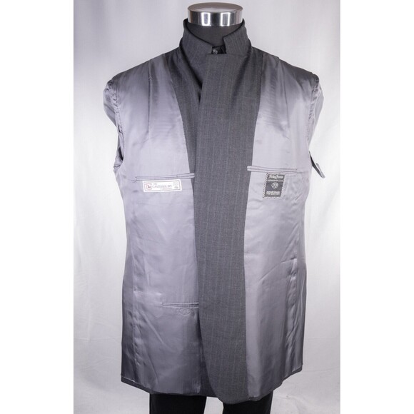 Hickey Freeman Mens 48L 2buttn  Gray Wool Blazer Sport Coat Suit Jacket Striped - Picture 9 of 14